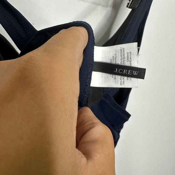 J.CREW Twist Front One Piece Swimsuit NAVY BLUE J2821 women's 10 - Picture 8 of 10